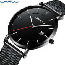 Men's Fashion Casual Quartz Watch CRRJU 2221 Male Classic business Luxury Mesh Strap WristWatches Mens Slim Watches